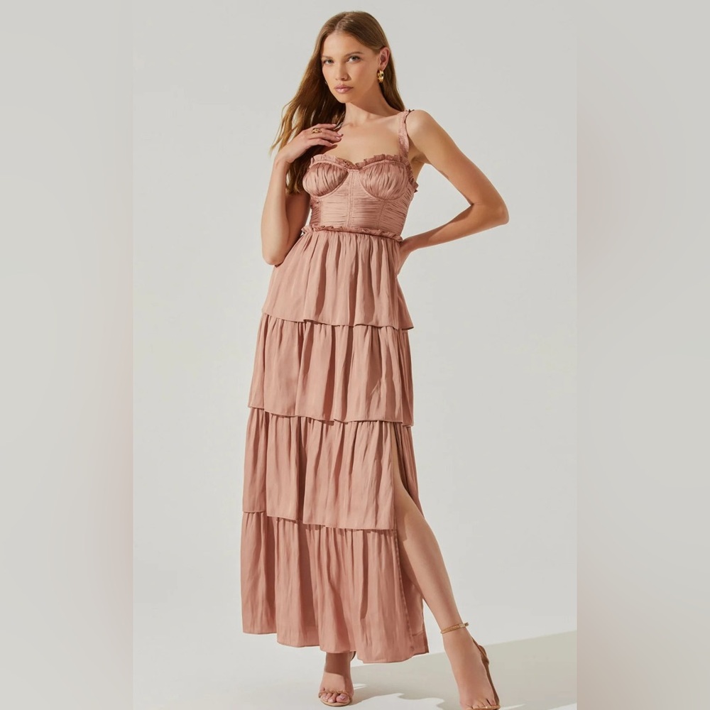 Astr Blush Tiered Maxi Dress